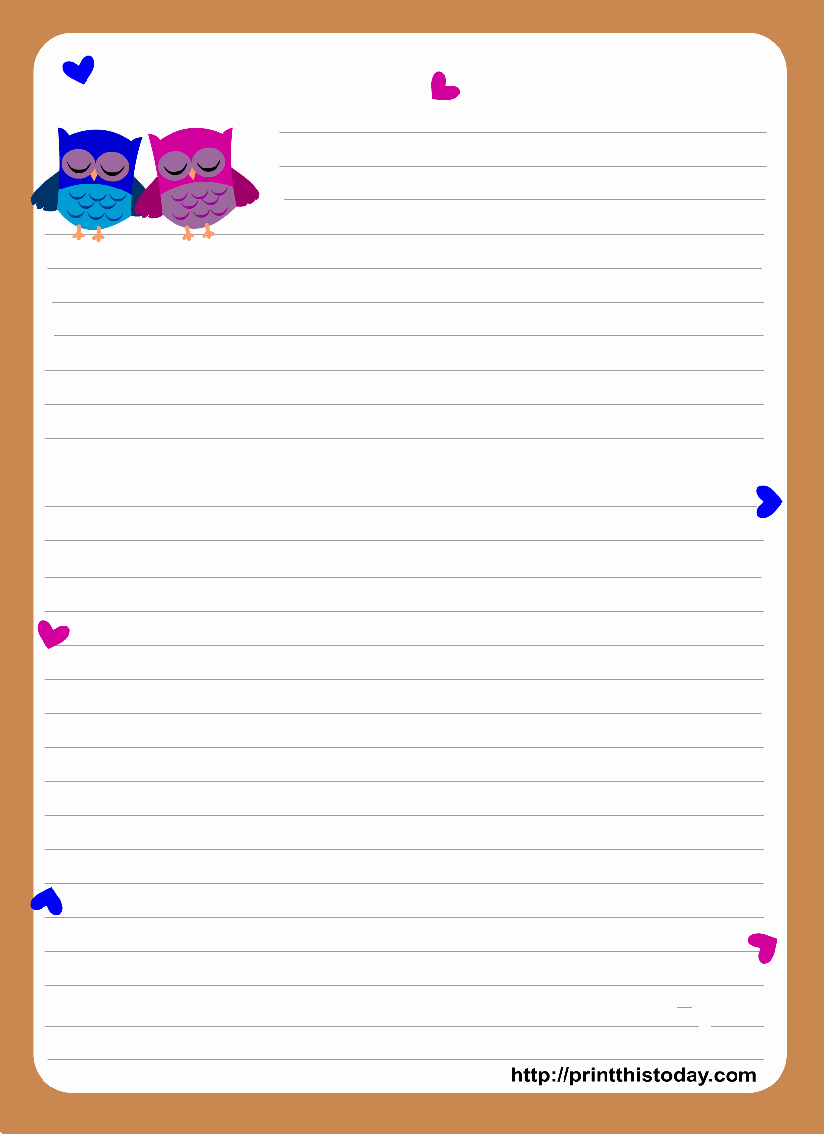 Free Printable Lined Stationery Fresh Owl Writing Paper