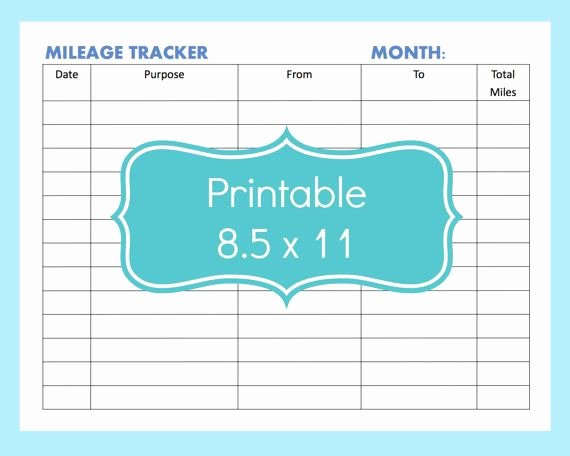 Free Printable Mileage Log Awesome Mileage Tracker form Printable Printable Mileage Tracker