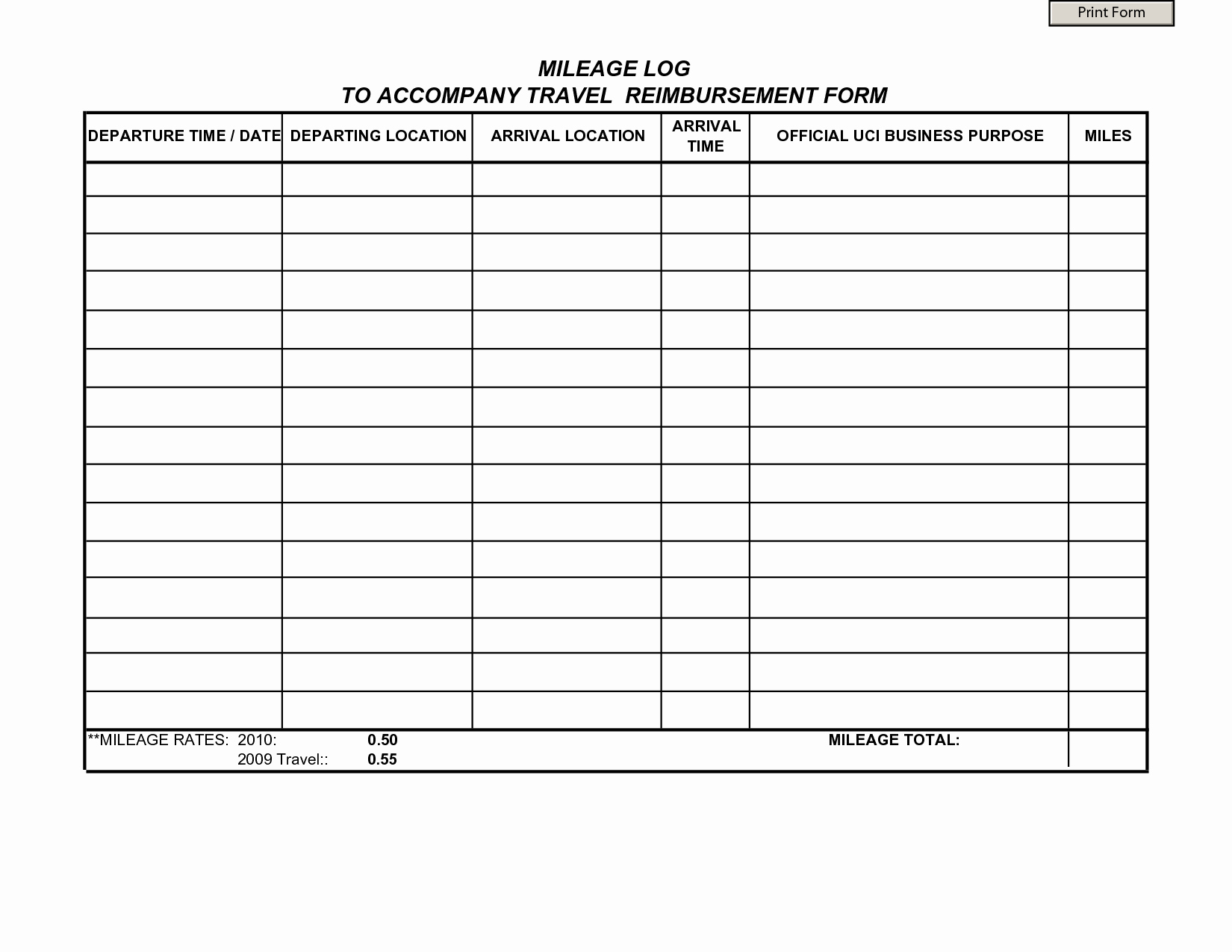 Free Printable Mileage Log Inspirational 18 Best Of Mileage Expense Worksheets Free