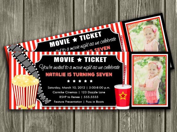 Free Printable Movie Ticket Invitations Beautiful Printable Movie Ticket Birthday Invitation Movie Night