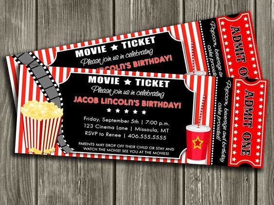 Free Printable Movie Ticket Invitations Fresh Movie Ticket Invitation Free Thank You Card Included