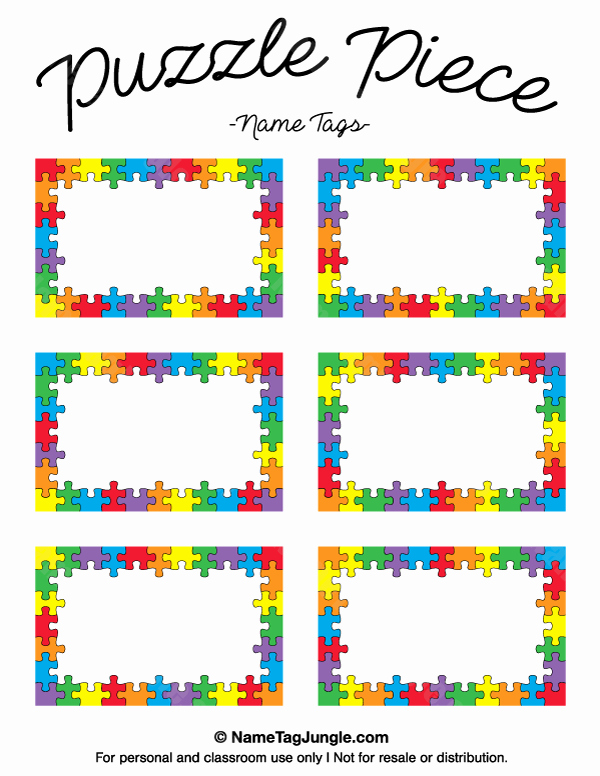 Free Printable Name Tags for Preschoolers Elegant Puzzle Piece Name Tags