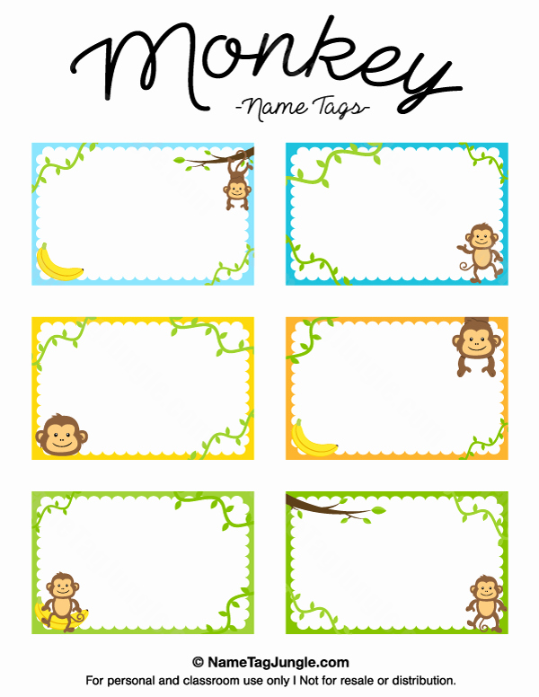 Free Printable Name Tags for Preschoolers Fresh Printable Monkey Name Tags