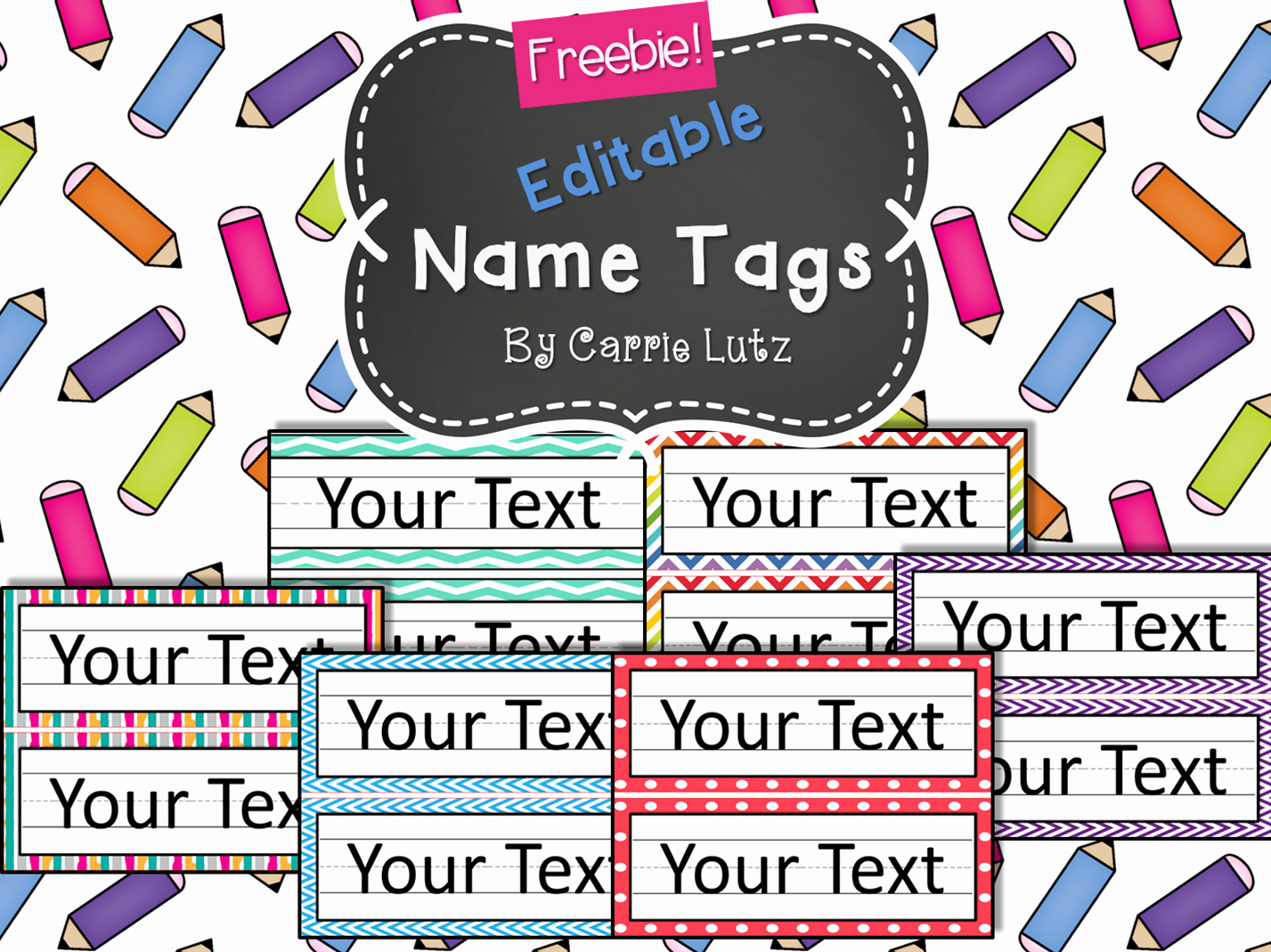 Free Printable Name Tags for Preschoolers Unique Free Editable Chevron Dots or Rainbow Simple Name