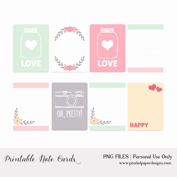 Free Printable Note Card Template Fresh 50 Free Printable Valentine S Day Project Life Cards