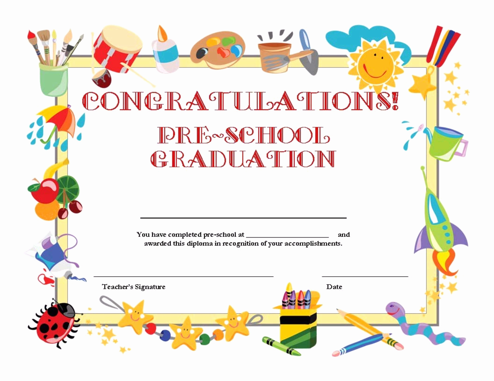 Free Printable Preschool Graduation Program Templates Elegant Templates Clipart School Certificate Pencil and In Color