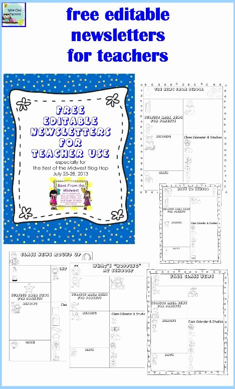 Free Printable Preschool Newsletter Templates Elegant Editable Newsletters for Teachers Five Templates Free Pdf