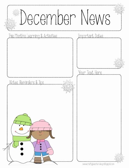 Free Printable Preschool Newsletter Templates Fresh December Newsletter for All Grades Preschool Pre K