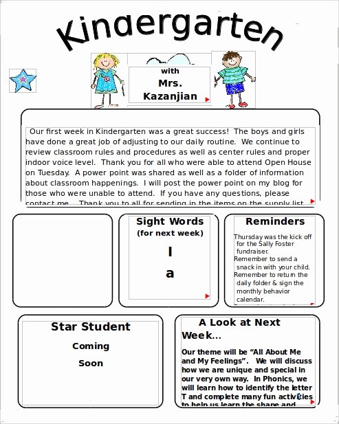 Free Printable Preschool Newsletter Templates Lovely 10 Sample Kindergarten Newsletter Templates