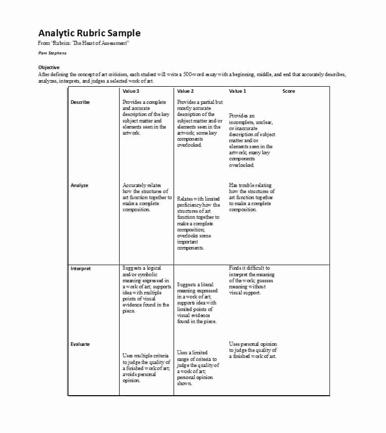 Free Printable Rubric Template Inspirational 46 Editable Rubric Templates Word format Template Lab