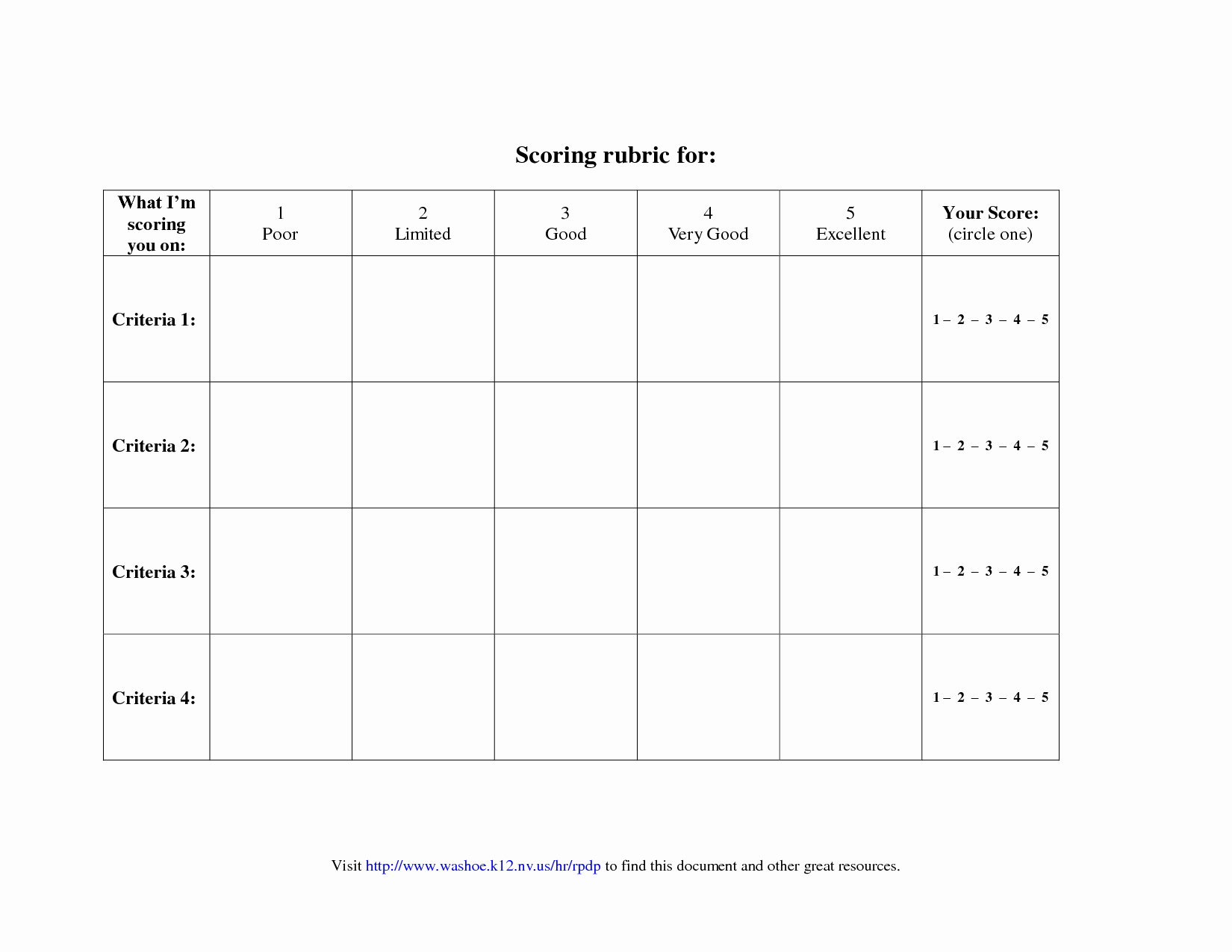 Free Printable Rubric Template Inspirational Blank Rubric Template Point Rubric Worksheet