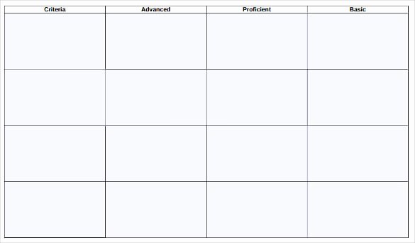 Free Printable Rubric Template Unique Blank Rubric Template – 6 Free Printable Pdf Word Excel