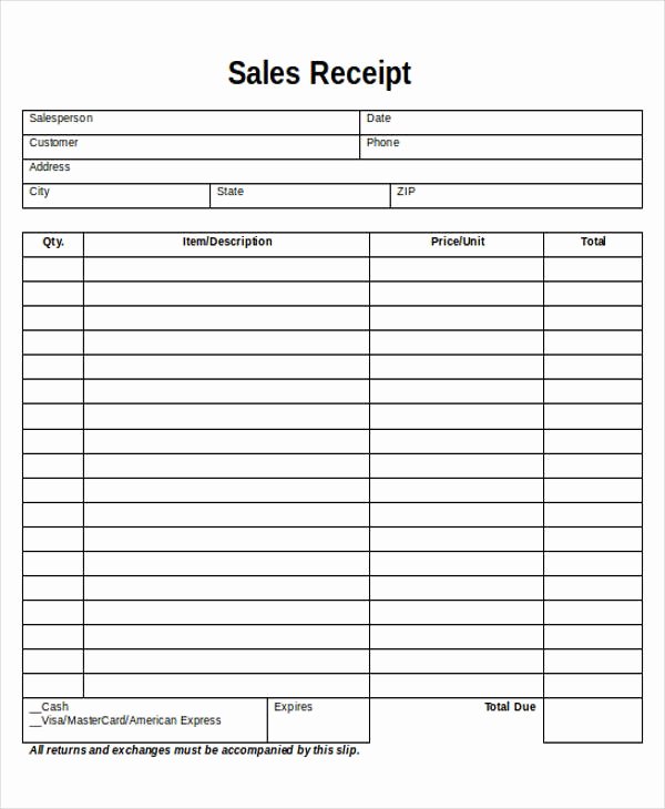 Free Printable Sales Receipt Best Of Printable Sales Receipt Sample 7 Examples In Word Pdf