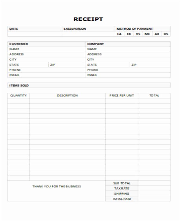 Free Printable Sales Receipt Fresh Printable Sales Receipt Sample 7 Examples In Word Pdf