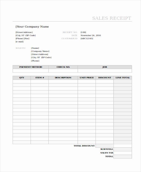 Free Printable Sales Receipt Lovely Sample Sales Receipt form 10 Free Documents In Excel Pdf
