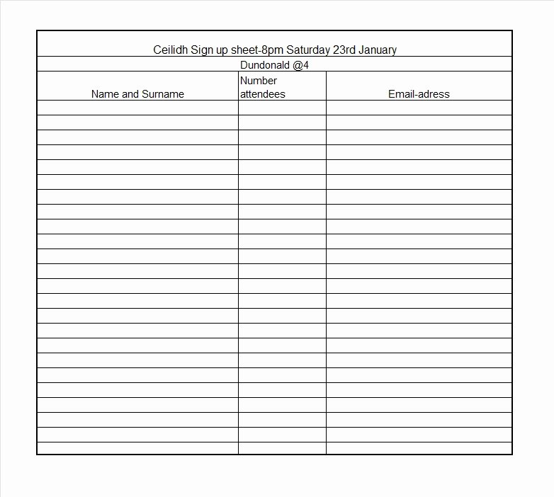 Free Printable Snack Sign Up Sheet Best Of 40 Sign Up Sheet Sign In Sheet Templates Word &amp; Excel