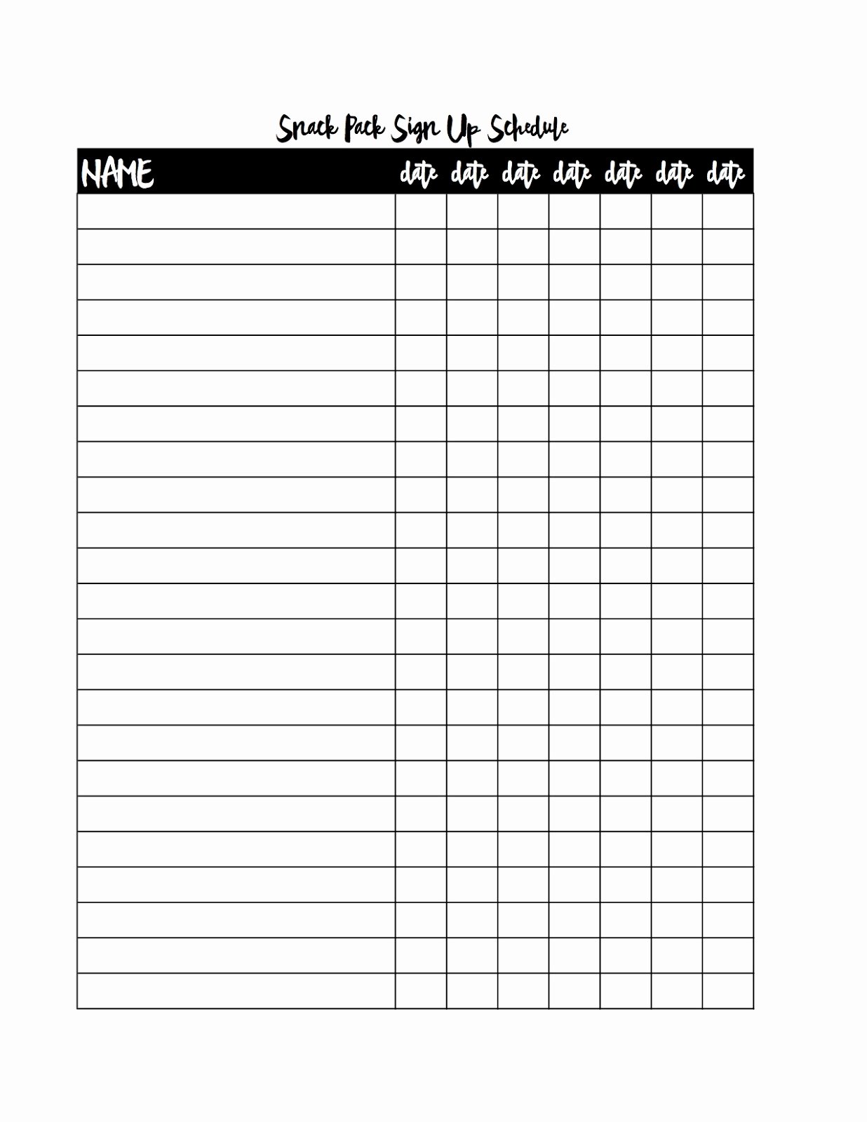 Free Printable Snack Sign Up Sheet Elegant 27 Of Snack Sign Up Template