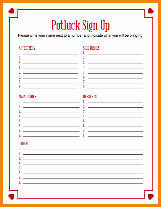 Free Printable Snack Sign Up Sheet Elegant 9 Pot Luck Sign Up Sheet G Unitrecors Potluck Sign Up Dc
