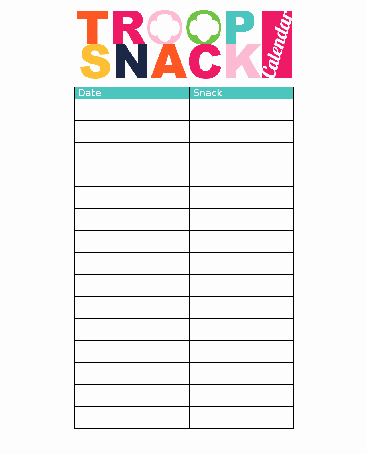 Free Printable Snack Sign Up Sheet Elegant I Am Girl Scouts Resources &amp; Freebies