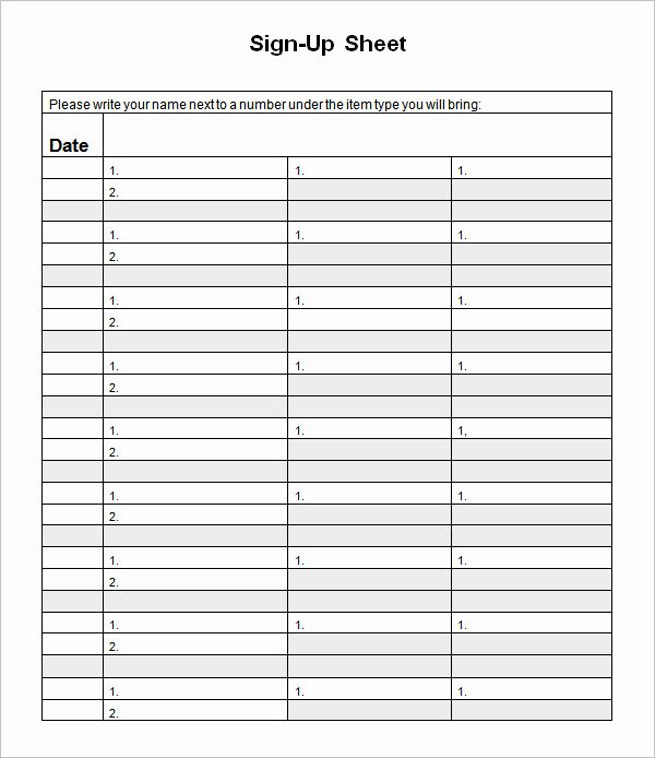 Free Printable Snack Sign Up Sheet Fresh Sign Up Sheet Template 13 Download Free Documents In