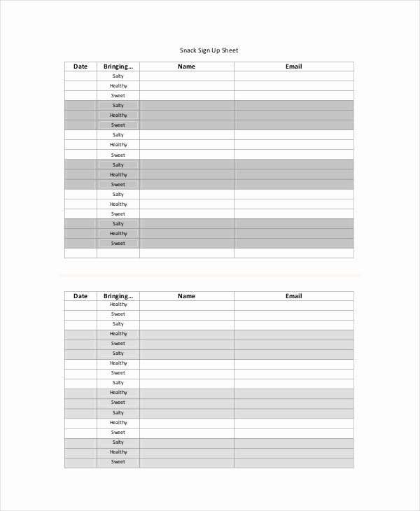 Free Printable Snack Sign Up Sheet Inspirational 27 Of Snack Sign Up Template