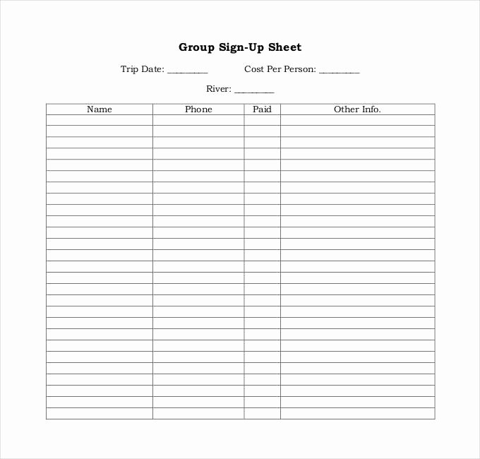 Free Printable Snack Sign Up Sheet Lovely Sign Up Sheets 58 Free Word Excel Pdf Documents