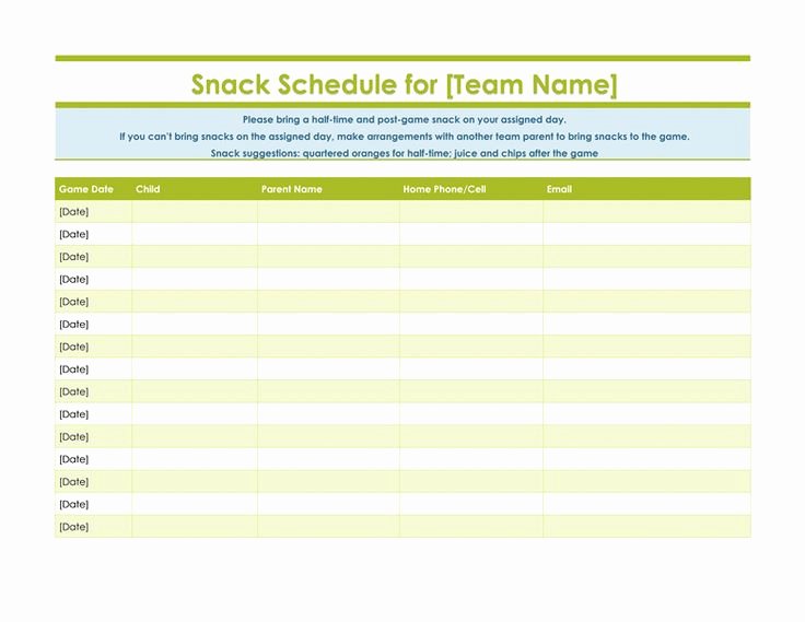 Free Printable Snack Sign Up Sheet Lovely Snack Sign Up Sheet for Sports Team Volleyball