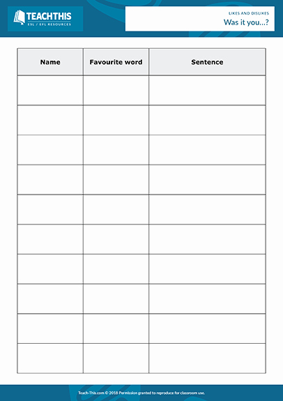 Free Printable Snack Sign Up Sheet Luxury Likes Dislikes Esl Activities Worksheets Games