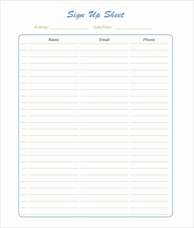 Free Printable Snack Sign Up Sheet Unique 21 Sign Up Sheets Free Word Excel &amp; Pdf Documents