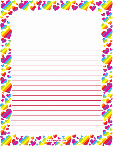Free Printable Stationery Pdf Unique Printable Rainbow Heart Stationery and Writing Paper