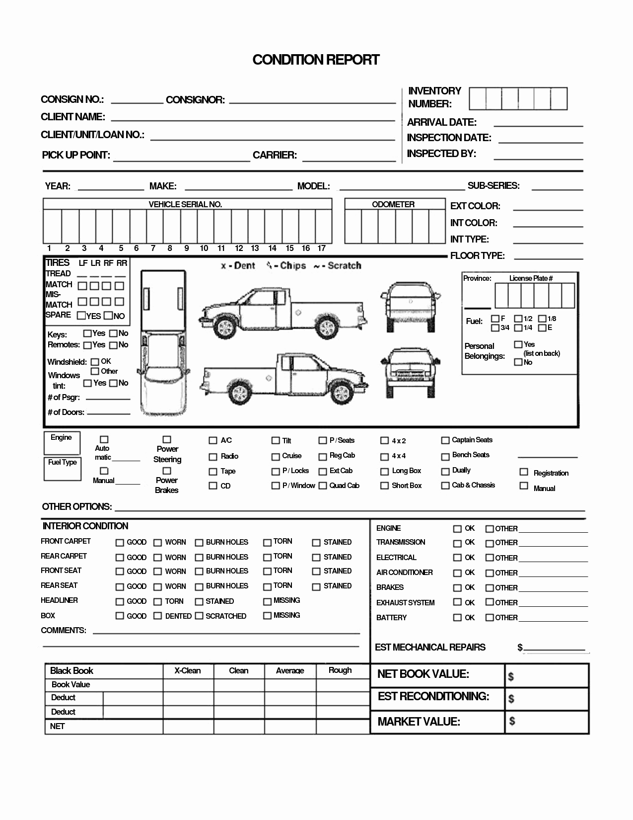 Free Printable Vehicle Condition Report Template Best Of 11 Best S Of Pickup Truck Inspection form Template