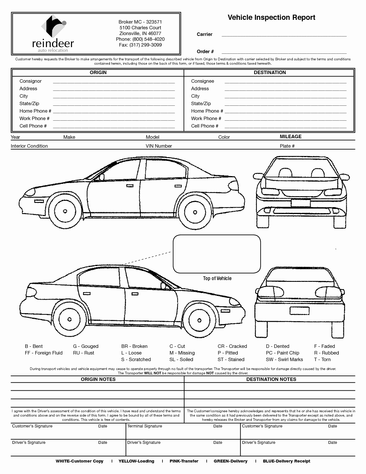 Free Printable Vehicle Condition Report Template Unique Free Bill Of Lading form Auto Transport Pdf