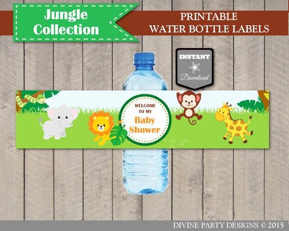 Free Printable Water Bottle Labels for Baby Shower Awesome Instant Download Jungle Animal Baby Shower Water Bottle Labels