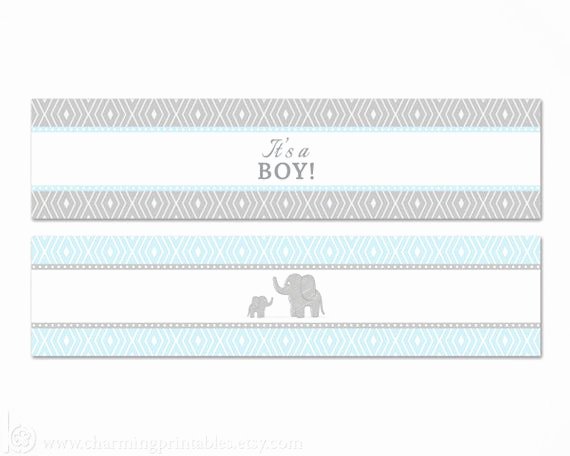 Free Printable Water Bottle Labels for Baby Shower Inspirational Blue Elephant Water Bottle Labels Printable Its A Boy