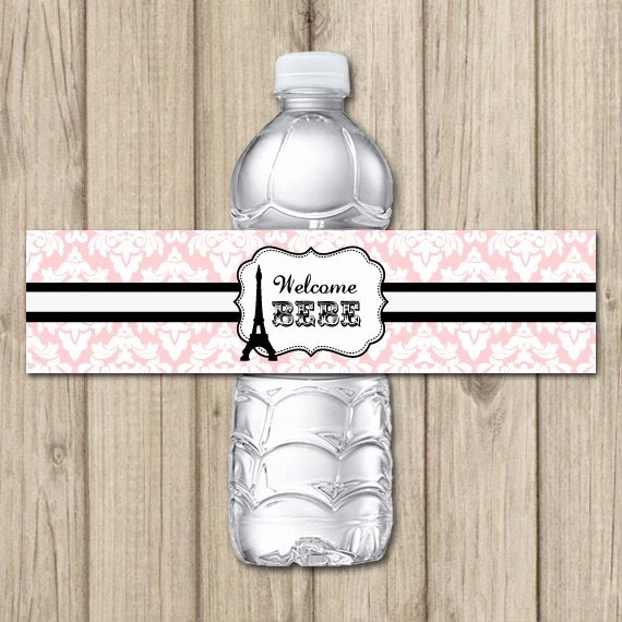 Free Printable Water Bottle Labels for Baby Shower Lovely Paris theme Baby Shower Printable Water Bottle Labels