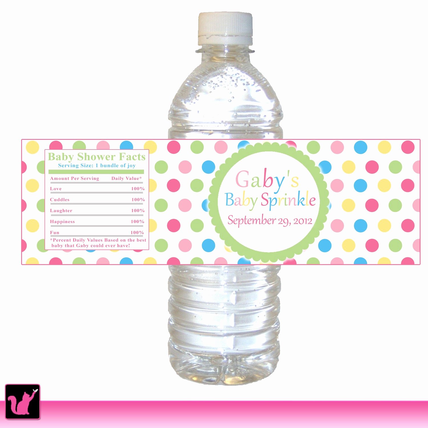 Free Printable Water Bottle Labels for Baby Shower Lovely Polka Dots Water Bottle Label Kids Birthday Party Baby Girl