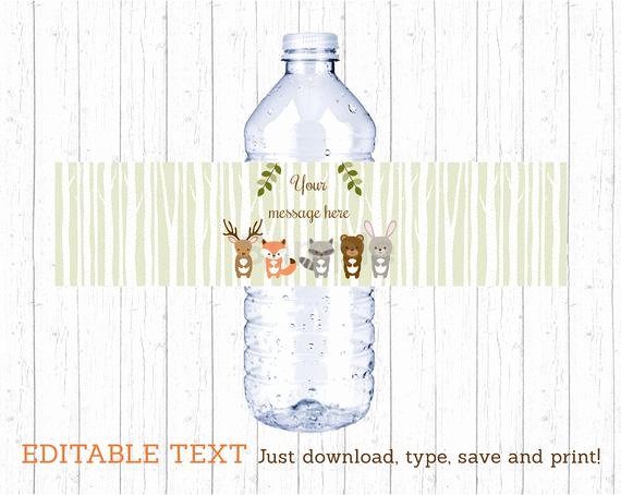 Free Printable Water Bottle Labels for Baby Shower Lovely Woodland forest Animal Water Bottle Wraps Water Bottle