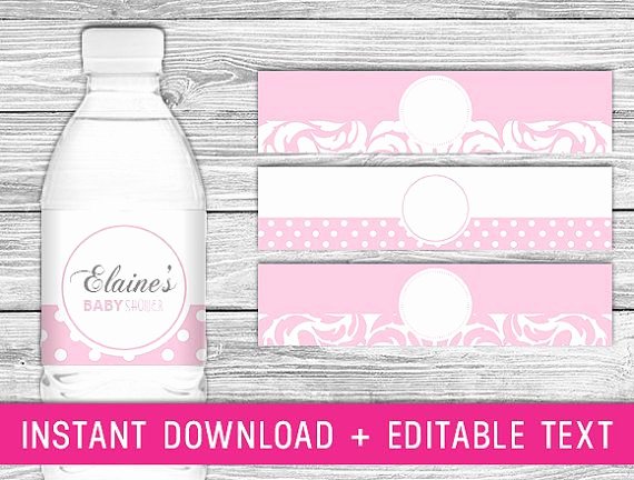 Free Printable Water Bottle Labels for Baby Shower Luxury Printable Water Bottle Labels Light Pink Baby by