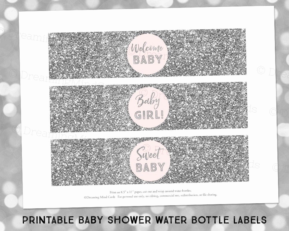 Free Printable Water Bottle Labels for Baby Shower New Printable Water Bottle Labels Girl Baby Shower Blush Pink