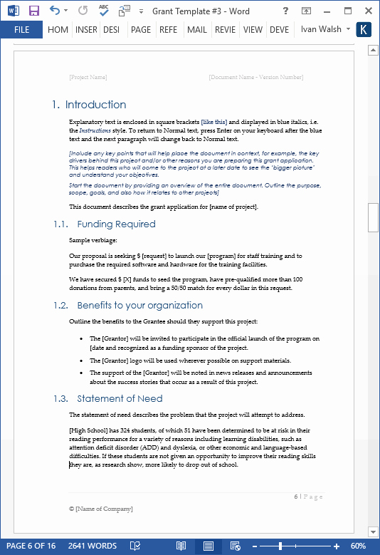 Free Proposal Template Word New Grant Proposal Template – Ms Word with Free Cover Letter