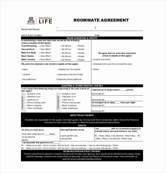 Free Roommate Agreement Template Awesome 17 Roommate Agreement Templates – Free Word Pdf format