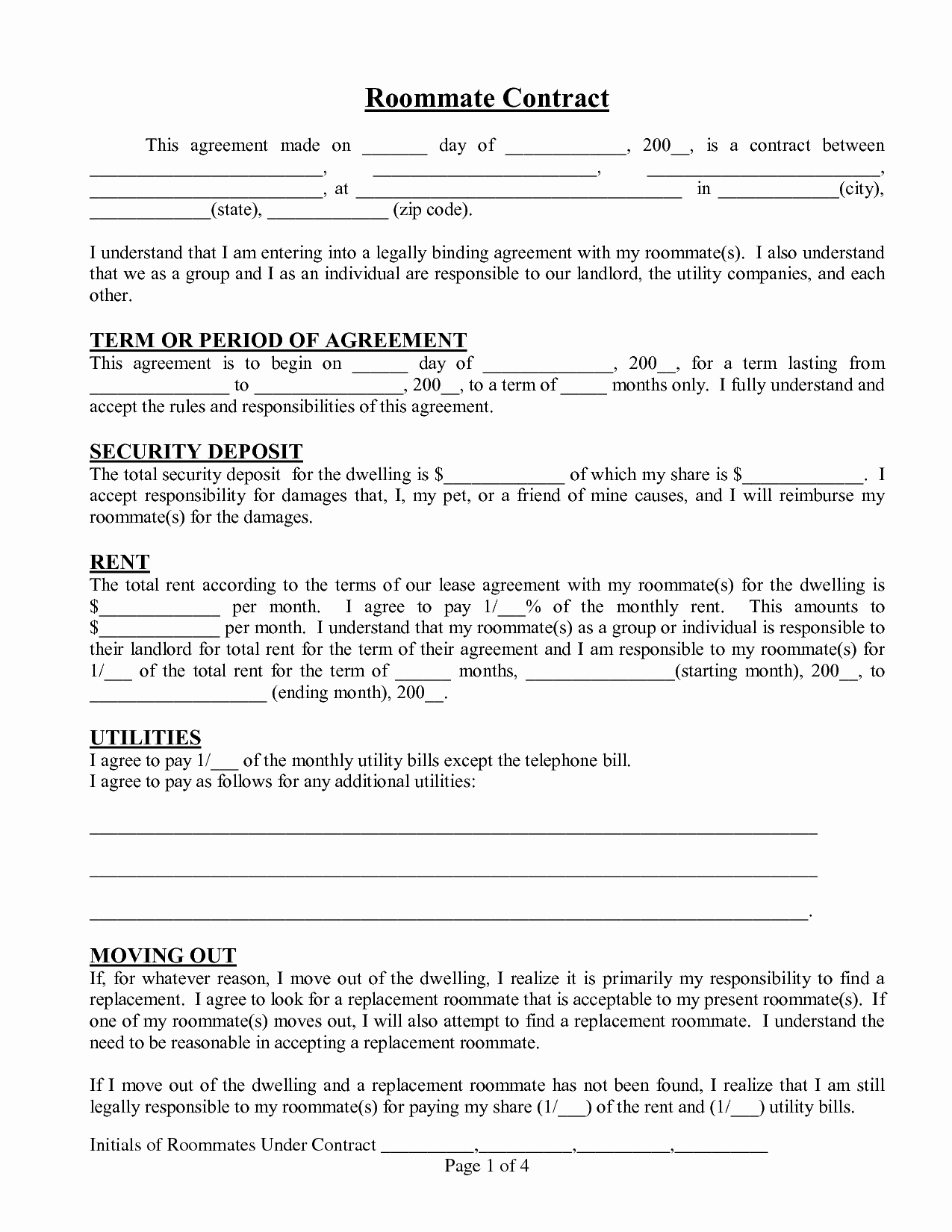 Free Roommate Agreement Template Awesome Roommate Agreement Template