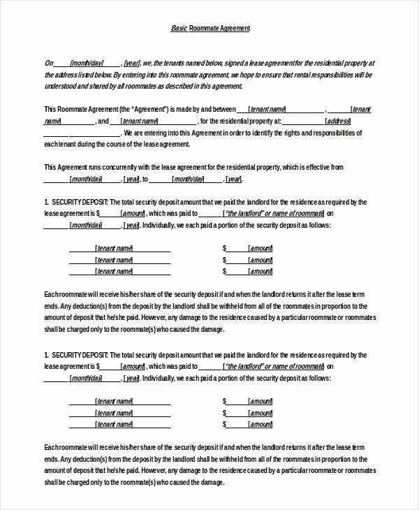 Free Roommate Agreement Template Beautiful 19 Basic Rental Agreement Templates Doc Pdf