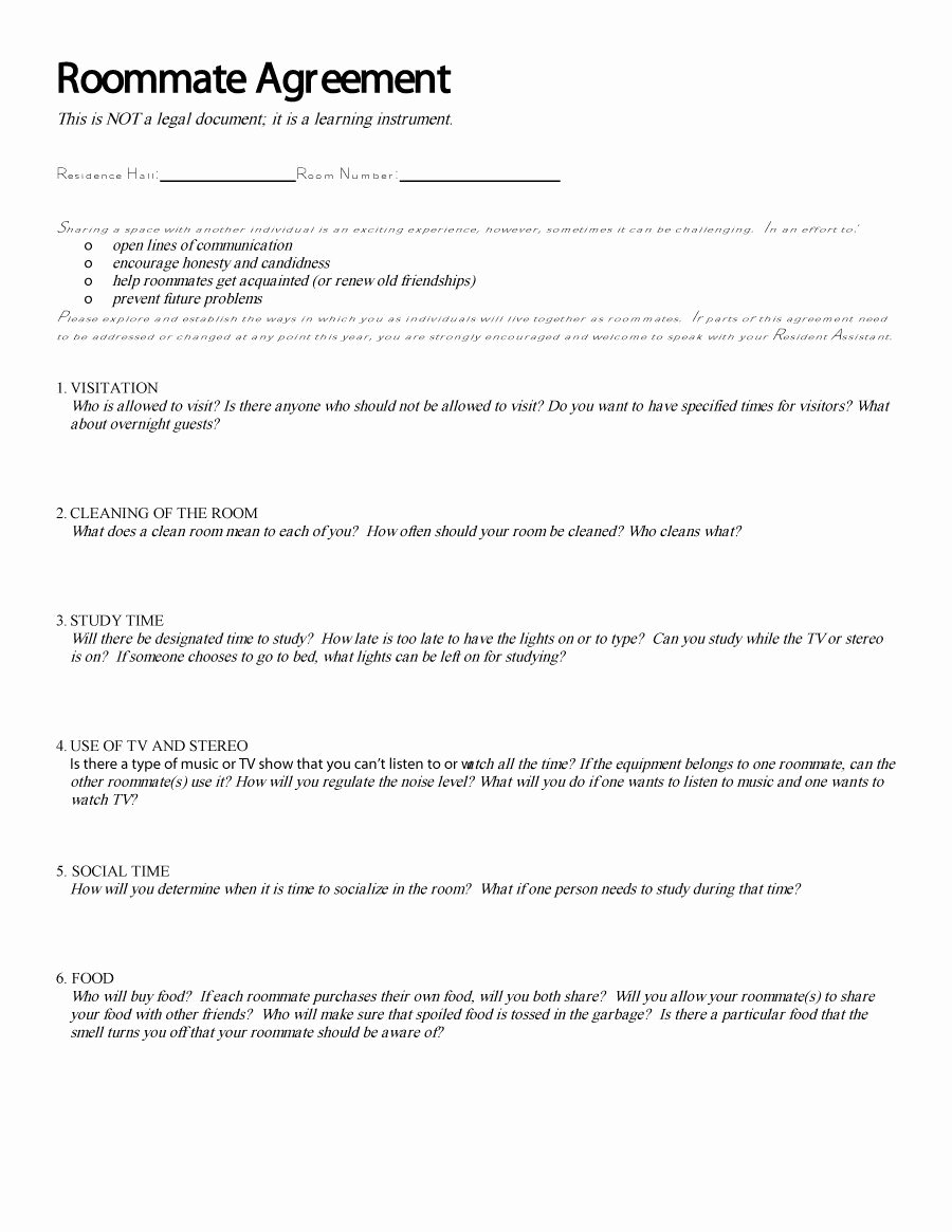 Free Roommate Agreement Template Best Of 40 Free Roommate Agreement Templates &amp; forms Word Pdf