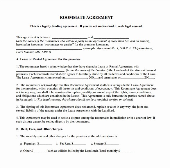 Free Roommate Agreement Template Best Of Sample Roommate Agreement Template 15 Free Documents In