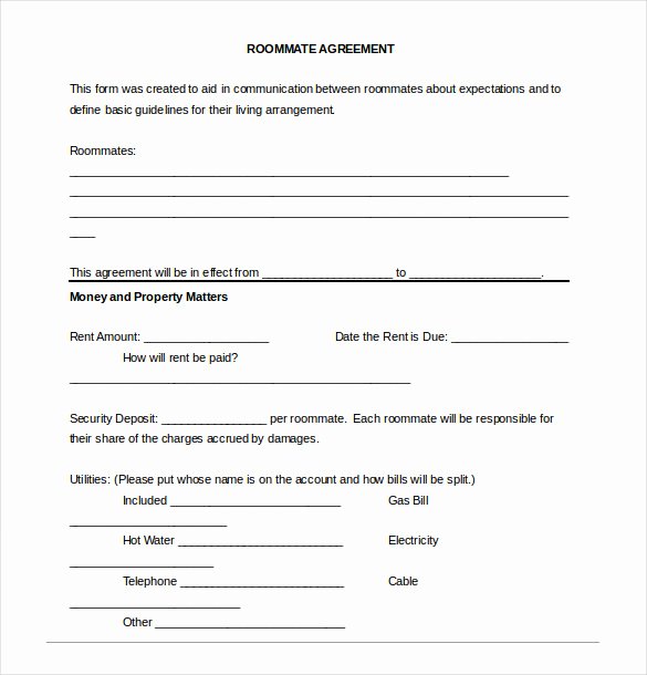 Free Roommate Agreement Template Elegant Roommate Agreement Template – 12 Free Word Pdf Document