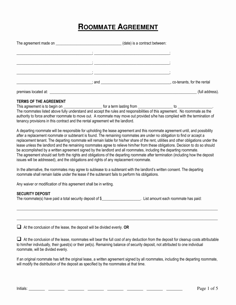 Free Roommate Agreement Template Lovely Free Connecticut Roommate Room Rental Agreement form