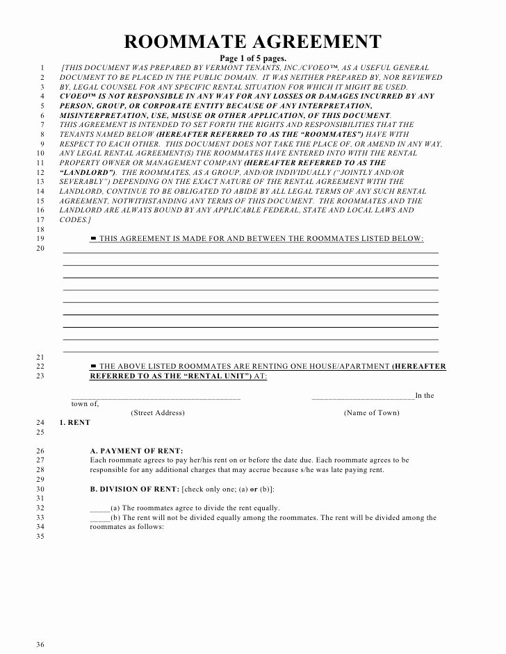 Free Roommate Agreement Template Lovely Printable Sample Roommate Agreement form form