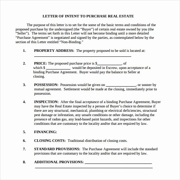 Free Sample Letter Of Intent to Lease A Commercial Space Luxury Letter Of Intent Real Estate 9 Download Free Documents