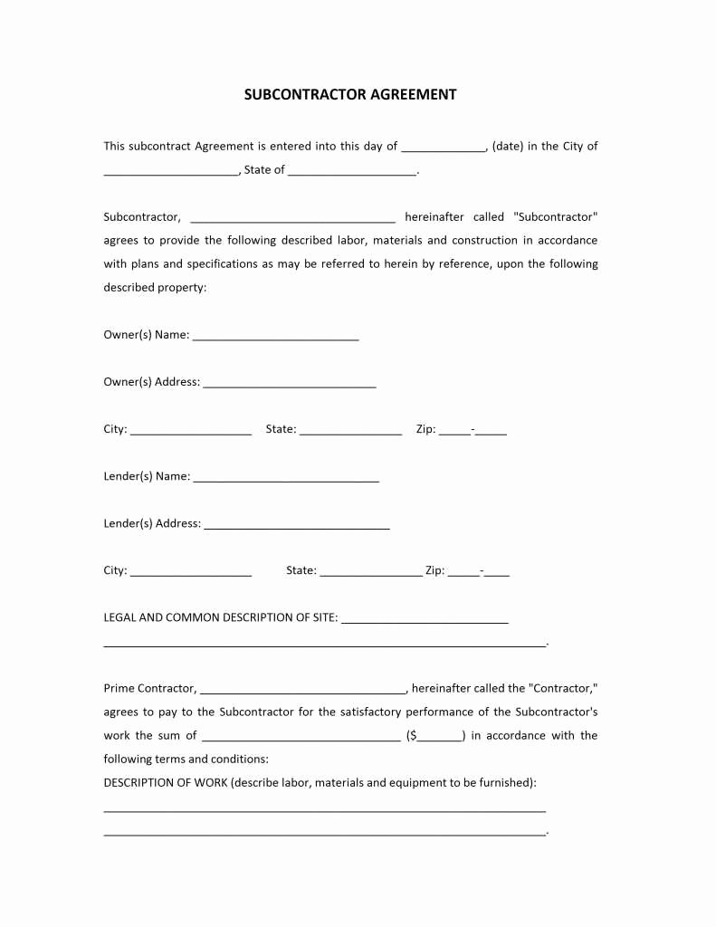 Free Subcontractor Agreement Template Word Beautiful 12 Detail Subcontractor Agreement Template Word Da